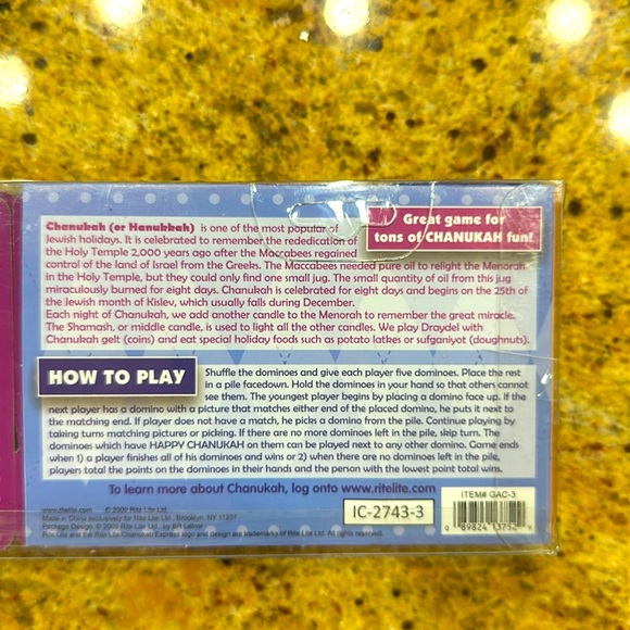 NEW🕎CHANUKAH DOMINOES BY RITE LITE FOR 2-4 PLAYERS - NO READING REQUIRED - Picture 2 of 4